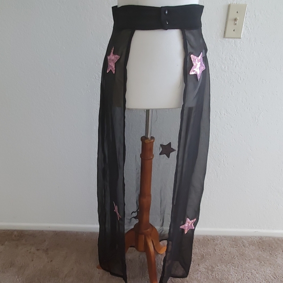 open front chiffon maxi skirt